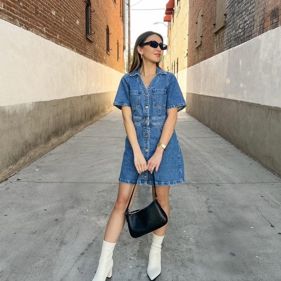 ZARA Z1975 MINI DENIM SHORT SLEEVE DRESS | NWT L - Picture 3 of 15